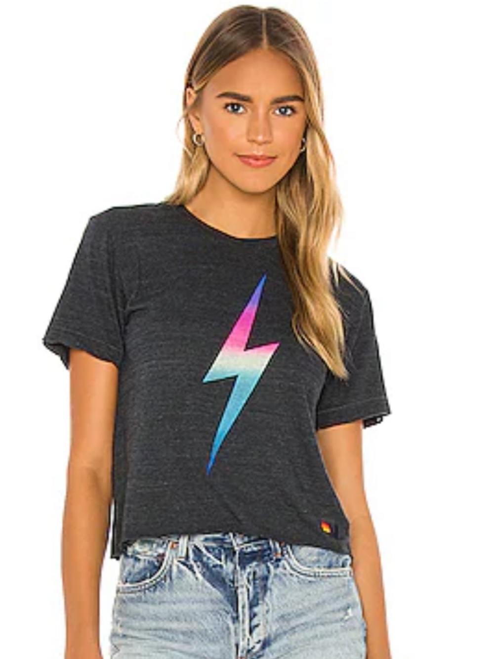 Aviator Nation rainbow bolt tee, L